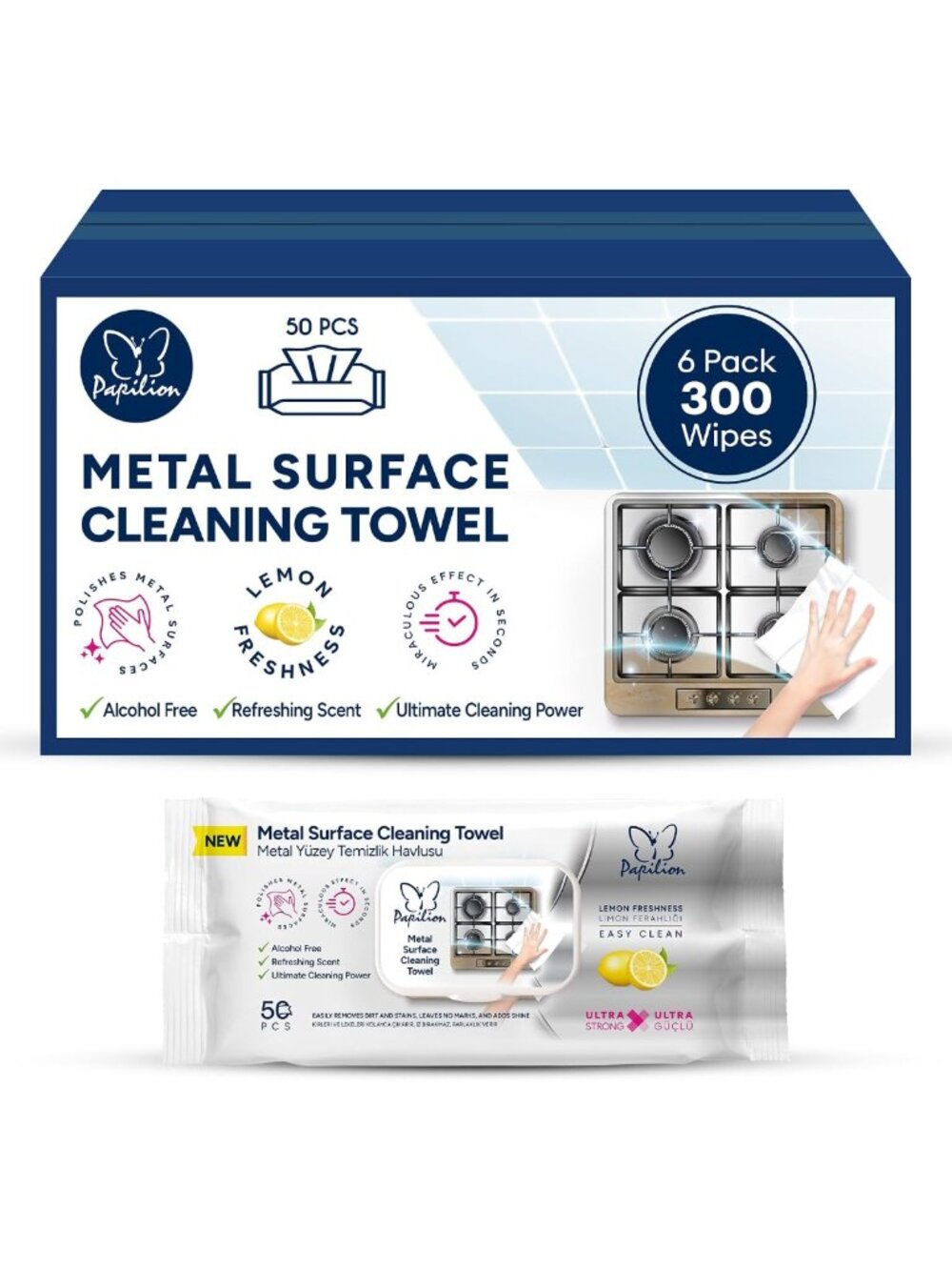 Streak-Free Metal Surface Cleaning Wipes – 300 Sheets | Ideal for Stainless